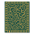 Emerald Gold Abstract Swirls Rug