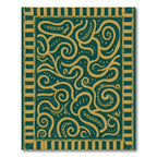 Emerald Gold Abstract Swirls Rug