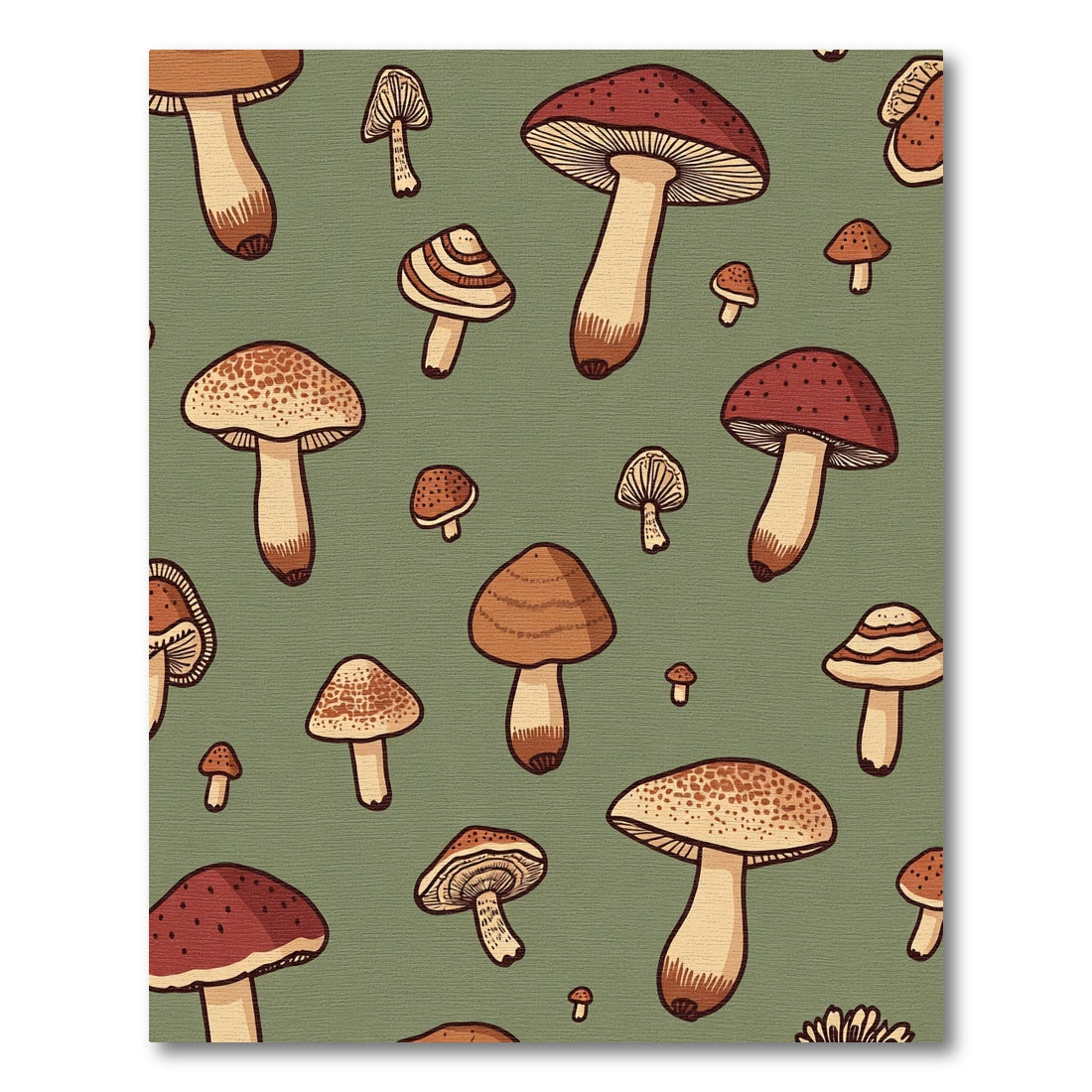 Whimsical Mushroom Forest Pattern With Warm Tones Rug