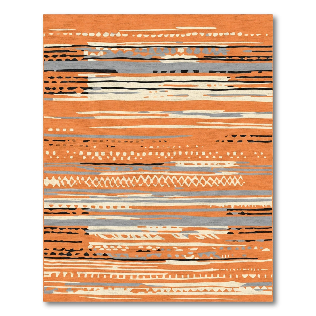 Abstract Orange Grey Tribal Stripe Rug
