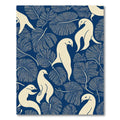 Cream Birds Blue Tropical Leaf Rug