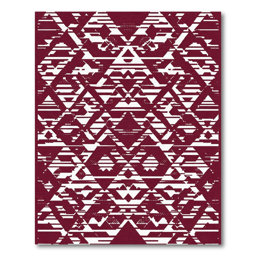 Deep Burgundy Abstract Geometric Landscape Rug