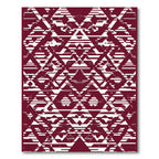 Deep Burgundy Abstract Geometric Landscape Rug