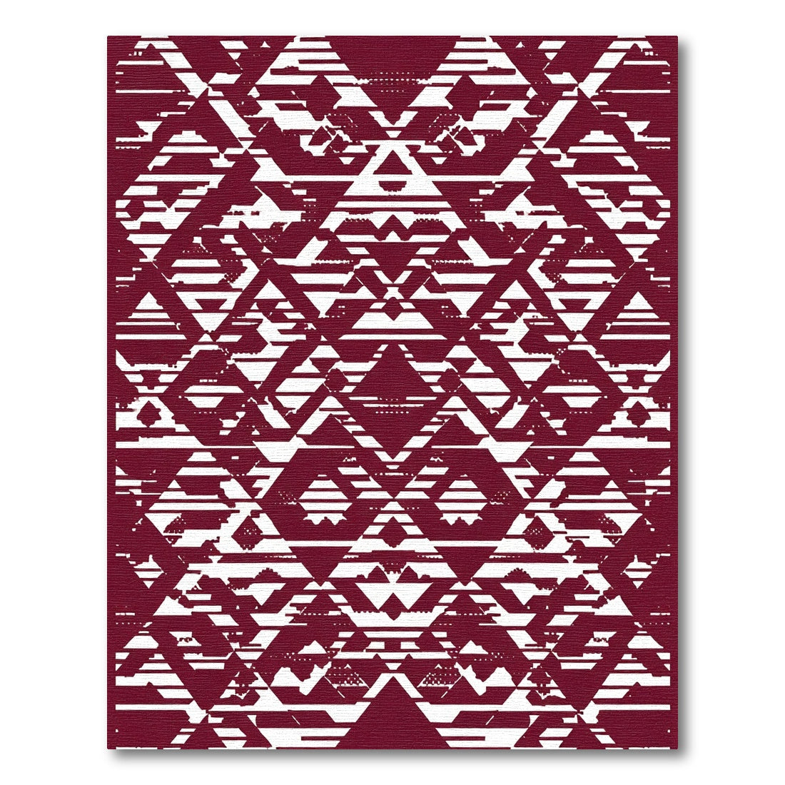 Deep Burgundy Abstract Geometric Landscape Rug