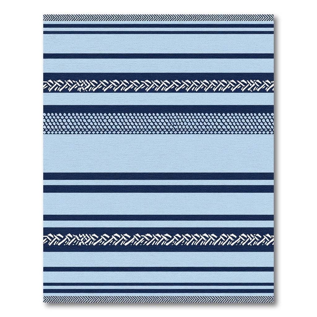 Light Blue Navy Multi Stripe Herringbone Rug