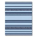 Light Blue Navy Multi Stripe Herringbone Rug