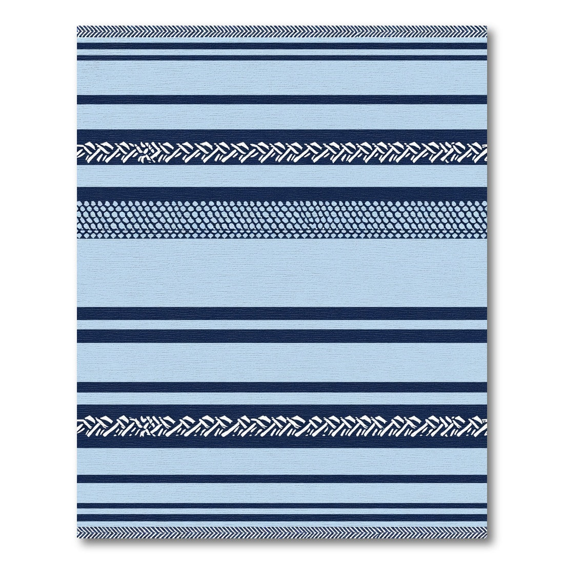 Light Blue Navy Multi Stripe Herringbone Rug