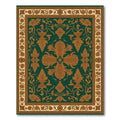 Deep Emerald Gold Floral Scroll Rug