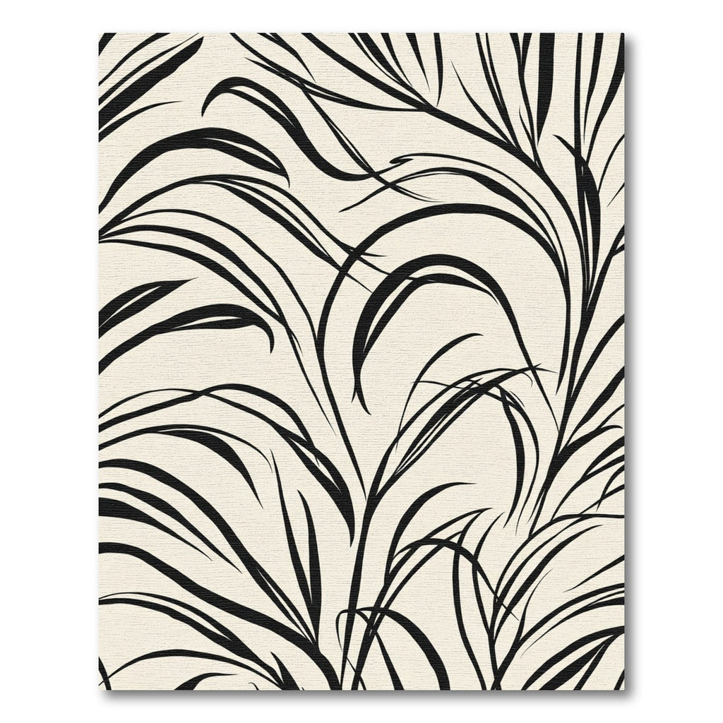Black Swirling Vine Abstract Rug