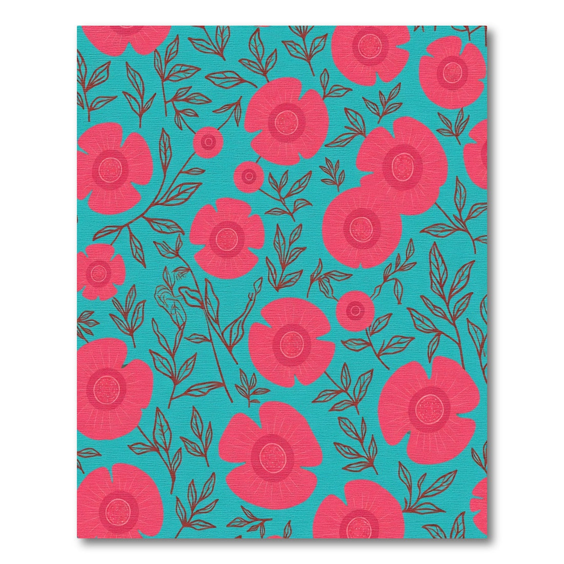 Retro Coral Floral Branch Scatter Rug