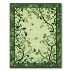Whimsical Green Forest Butterfly Garden Rug