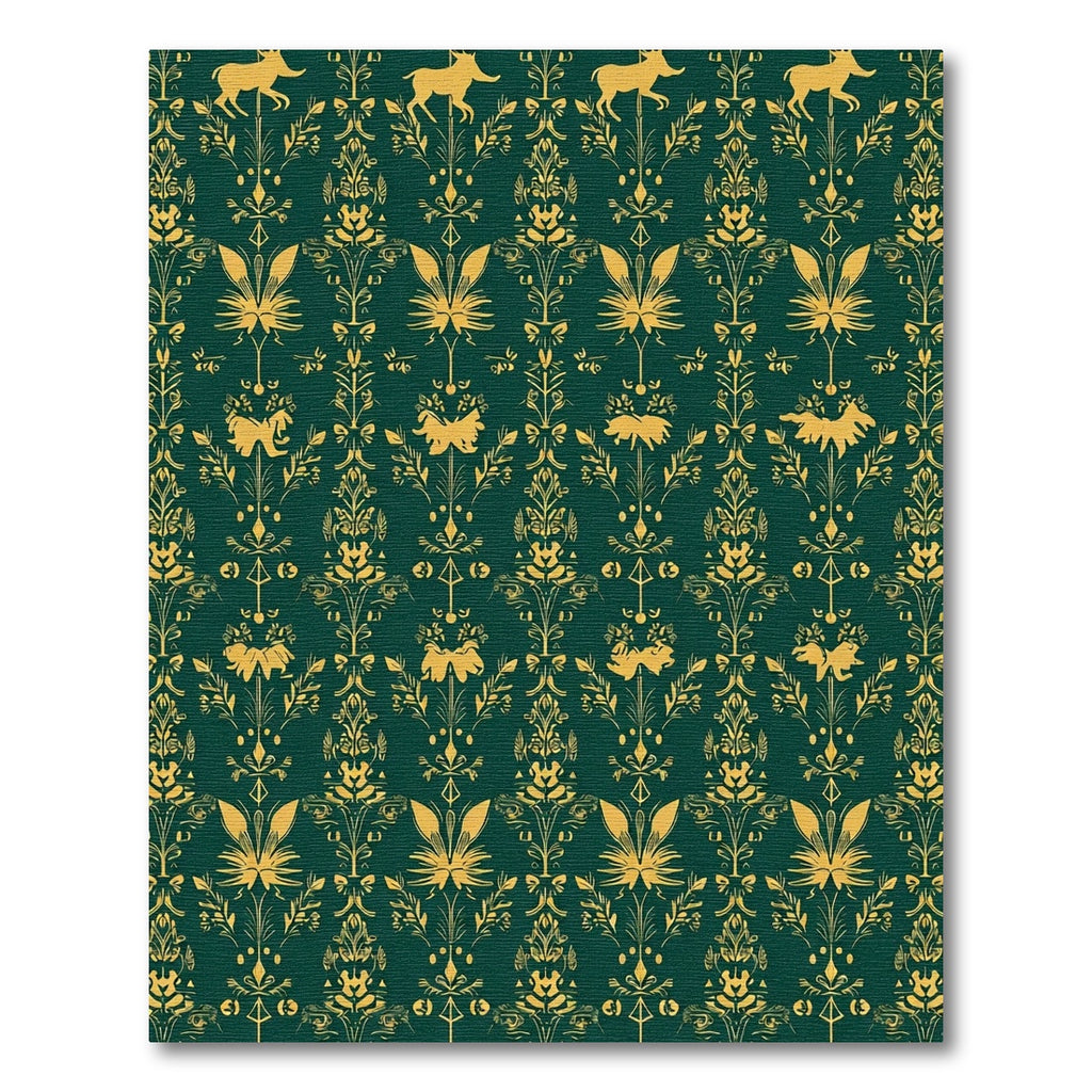 Emerald Gold Baroque Animal Scroll Rug
