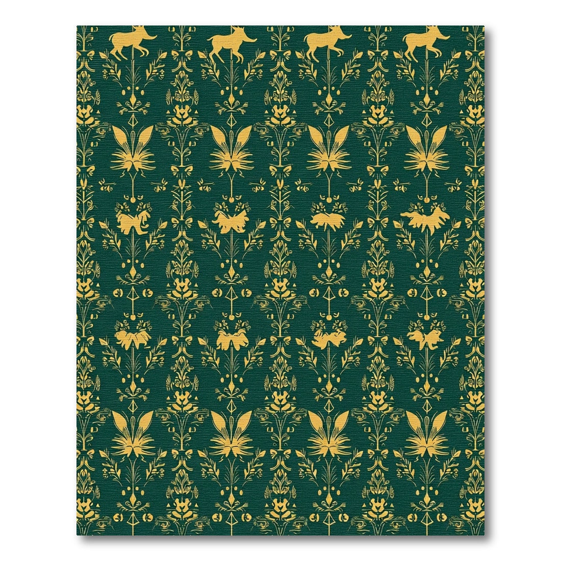 Emerald Gold Baroque Animal Scroll Rug