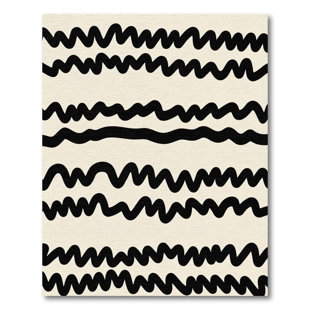 Black Wavy Stripe Abstract Rug