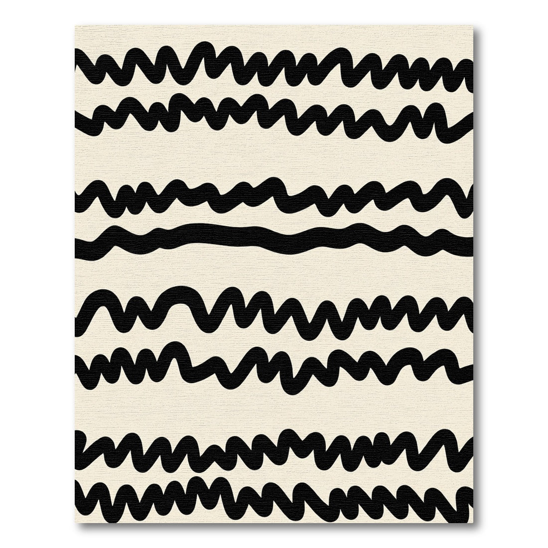 Black Wavy Stripe Abstract Rug