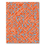 Sky Blue Fish On Orange Grid Rug