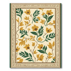 Golden Yellow Floral Botanical Border Rug