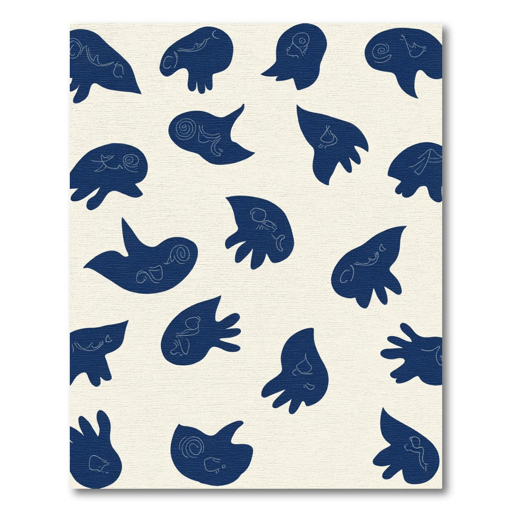 Deep Blue Abstract Organic Forms Rug