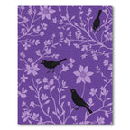 Purple Floral Bird Silhouette Rug