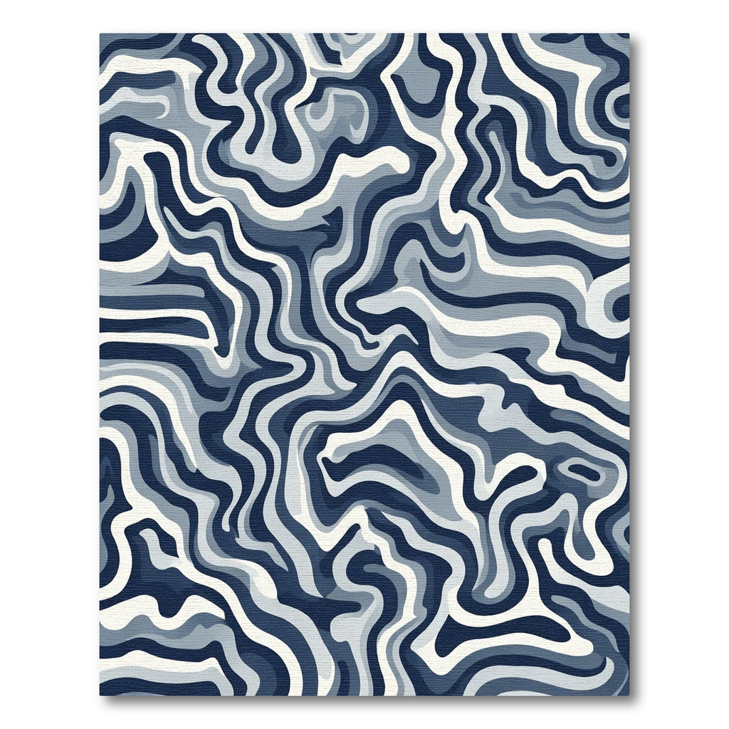 Navy Blue Abstract Swirl Lines Rug