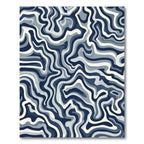 Navy Blue Abstract Swirl Lines Rug