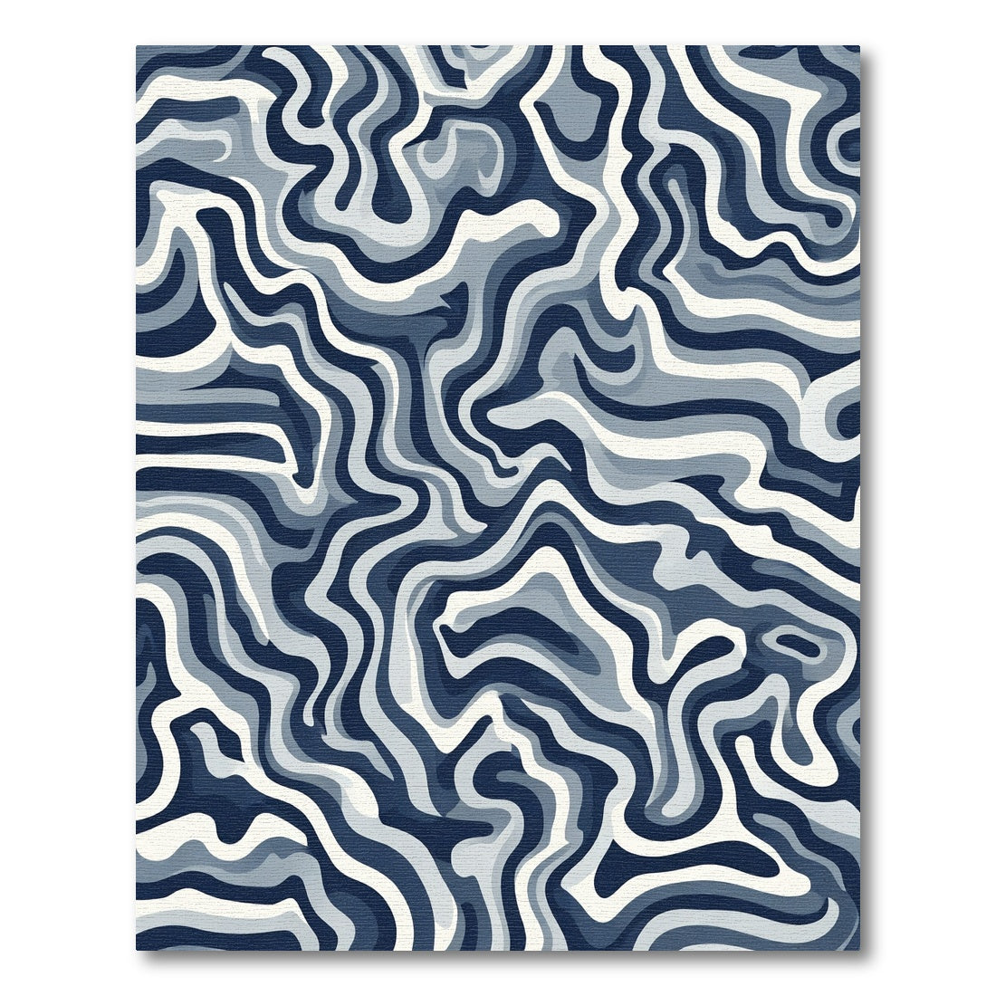 Navy Blue Abstract Swirl Lines Rug