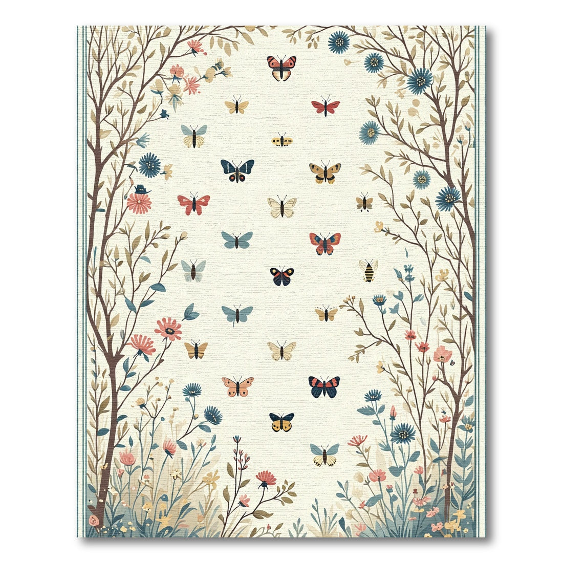 Whimsical Butterfly Garden Meadow Rug