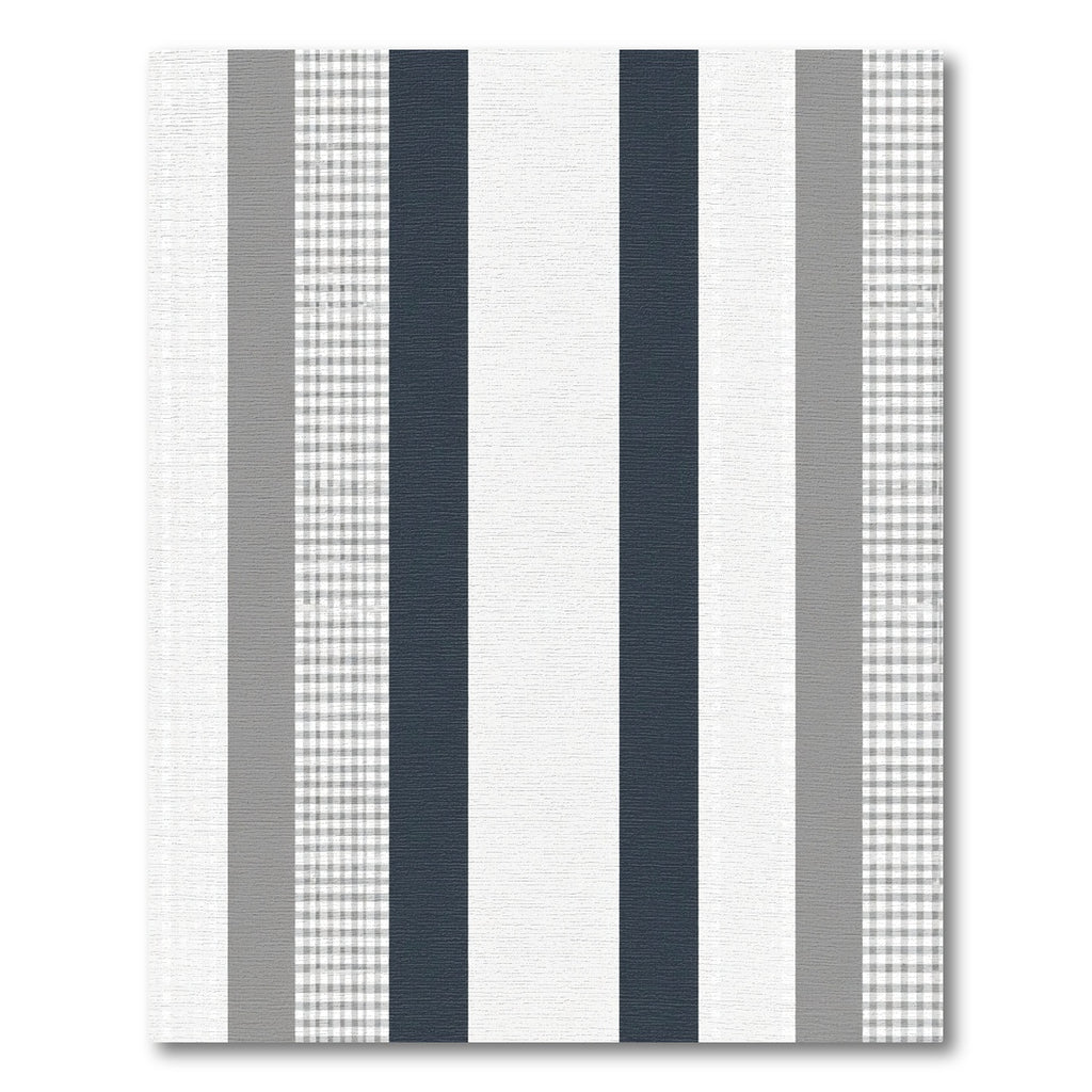 Modern Navy White Gray Stripe Gingham Rug