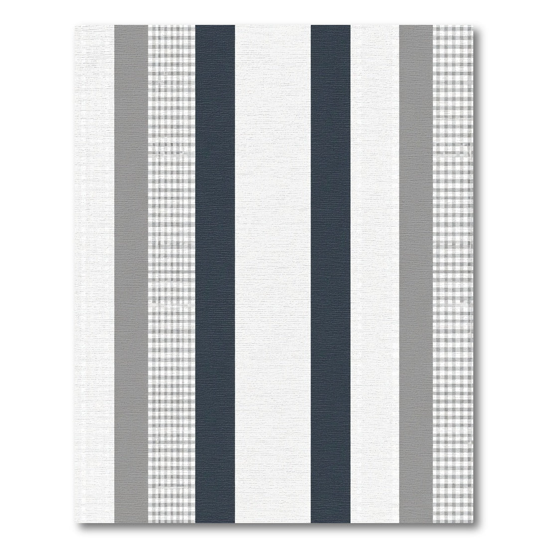 Modern Navy White Gray Stripe Gingham Rug
