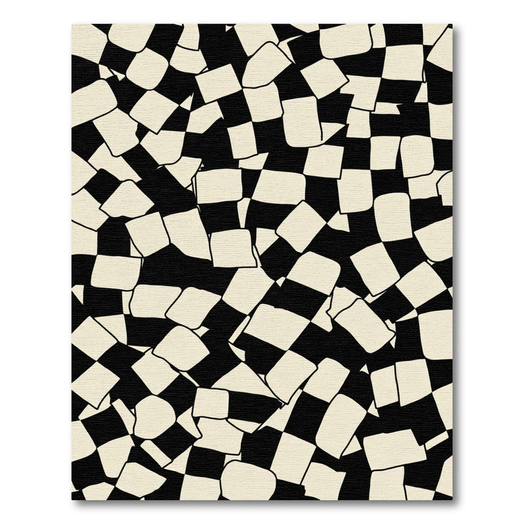 Abstract Black Cream Checkerboard Scatter Rug
