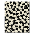 Abstract Black Cream Checkerboard Scatter Rug