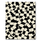 Abstract Black Cream Checkerboard Scatter Rug