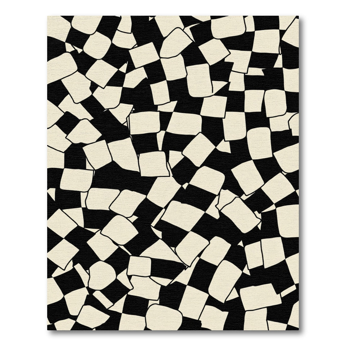 Abstract Black Cream Checkerboard Scatter Rug