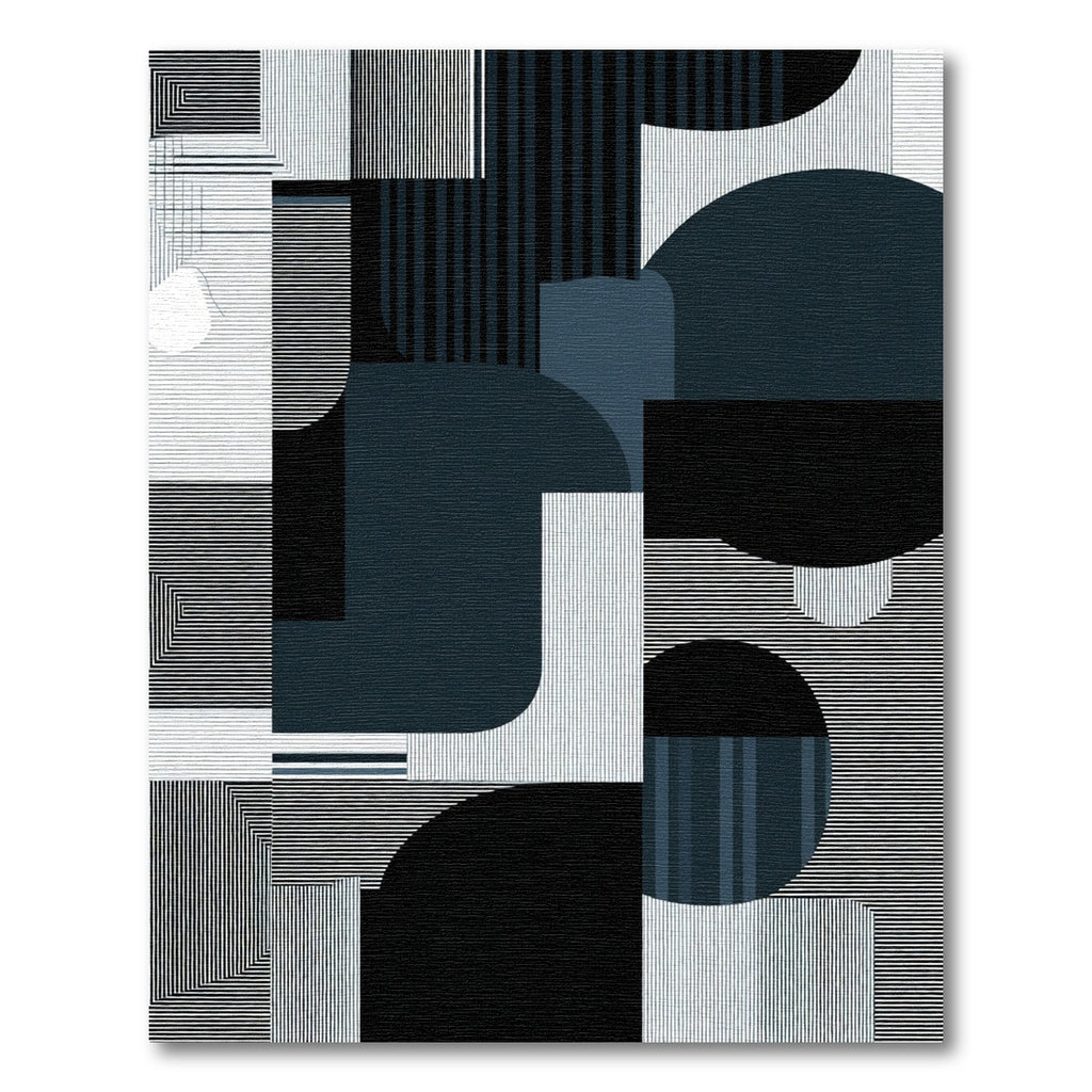 Modern Geometric Abstract Navy Circles Rug