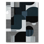 Modern Geometric Abstract Navy Circles Rug