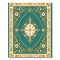 Teal Gold Floral Medallion Border Rug