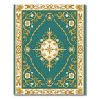 Teal Gold Floral Medallion Border Rug