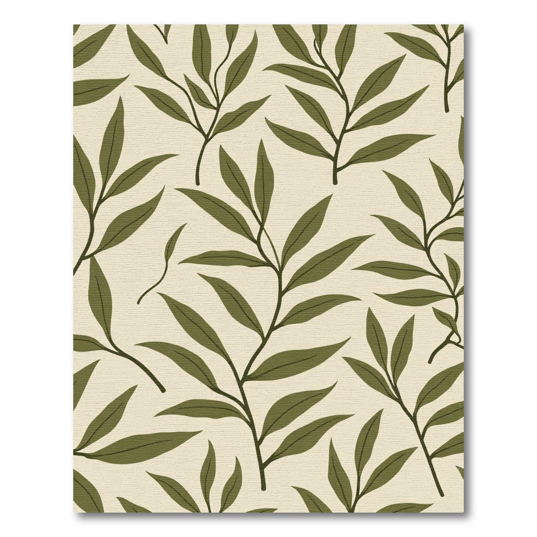 Cream Olive Branch Botanical Foliage Rug