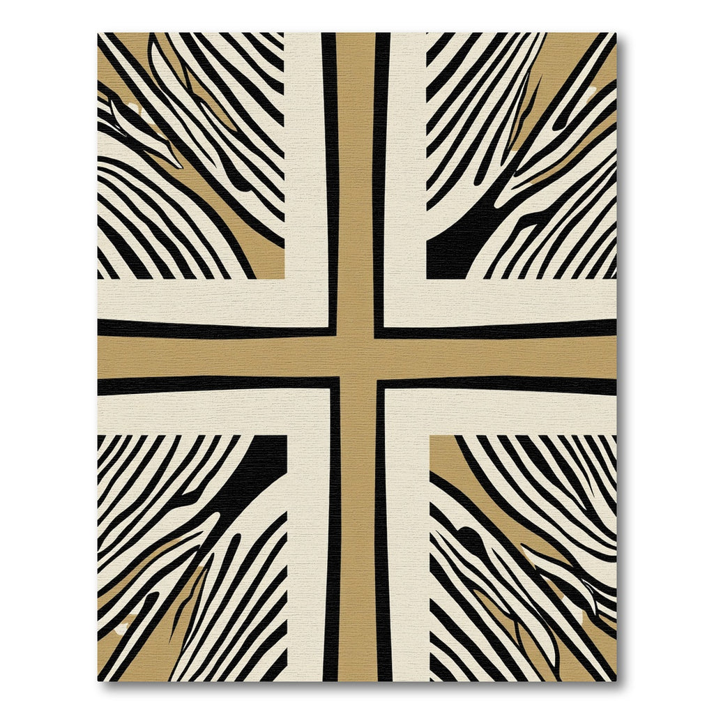 Modern Zebra Stripe Geometric Cross Rug
