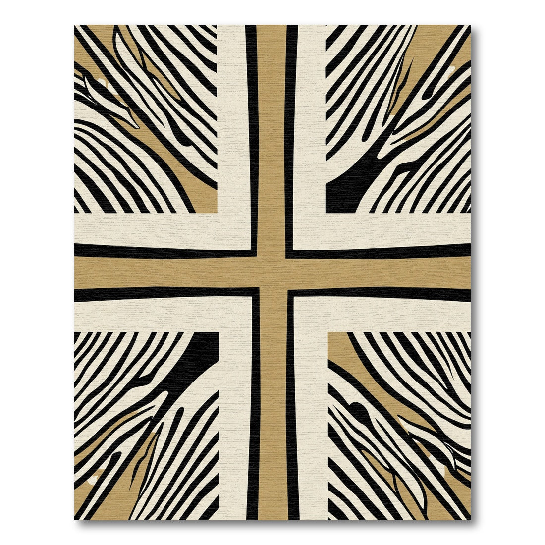 Modern Zebra Stripe Geometric Cross Rug
