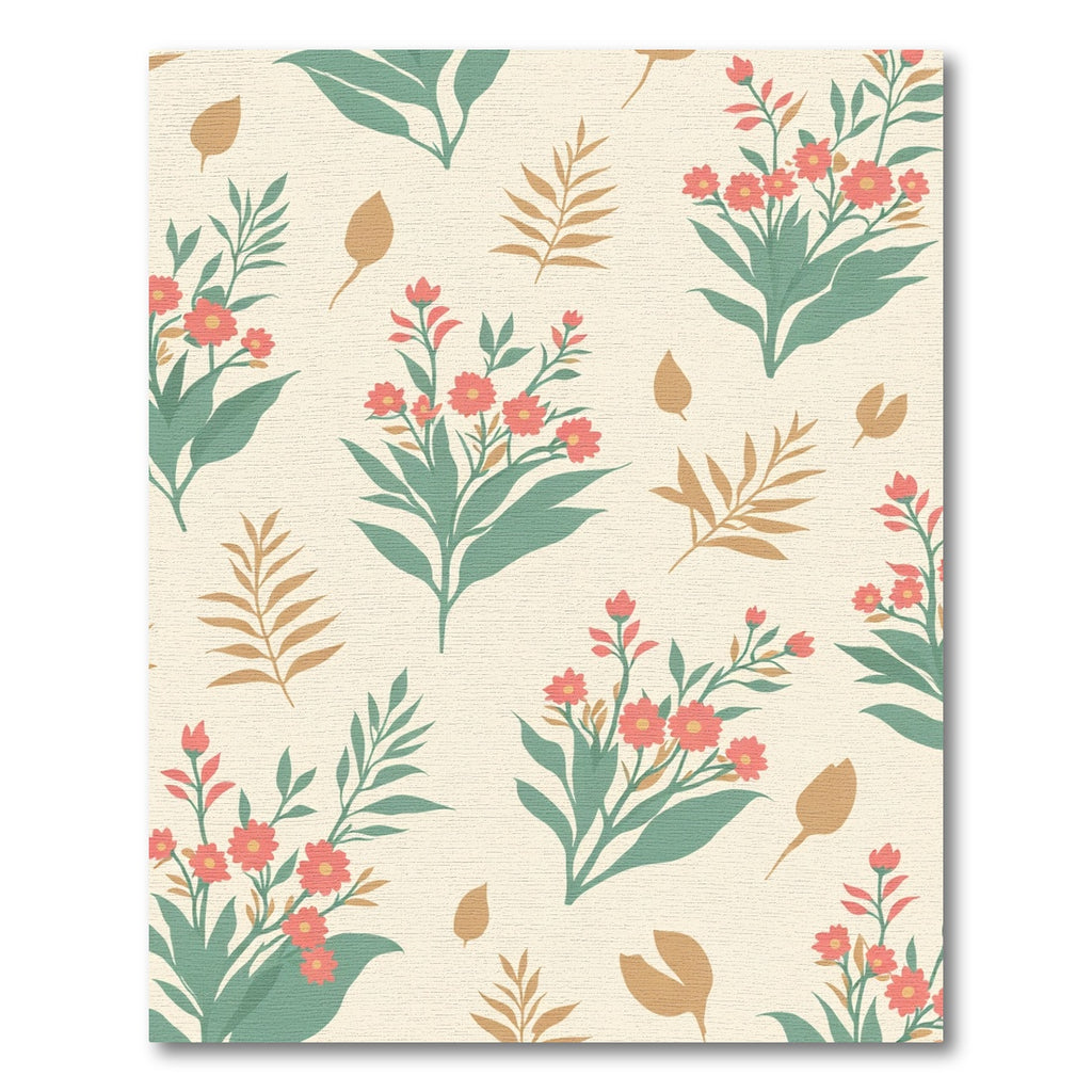 Coral Blossoms on Cream Backdrop Rug