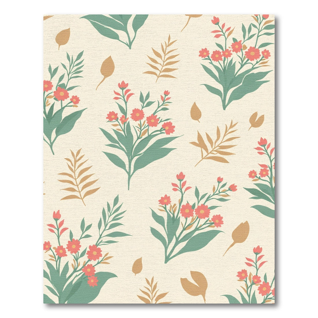 Coral Blossoms on Cream Backdrop Rug