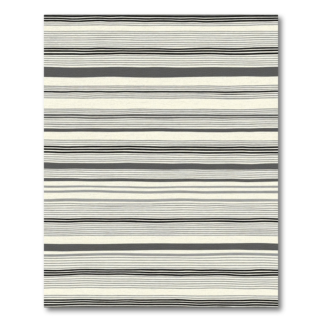 Muted Gray Black Horizontal Stripe Rug