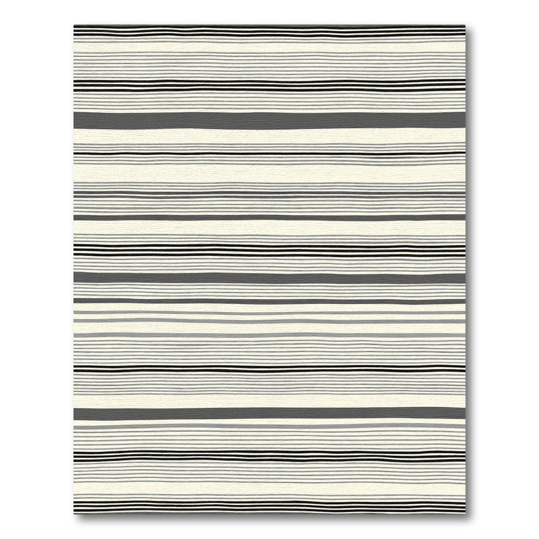 Muted Gray Black Horizontal Stripe Rug