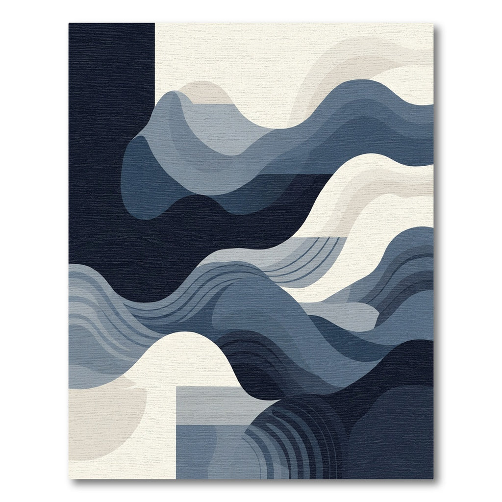 Deep Blue Abstract Flowing Waves Rug