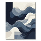 Deep Blue Abstract Flowing Waves Rug