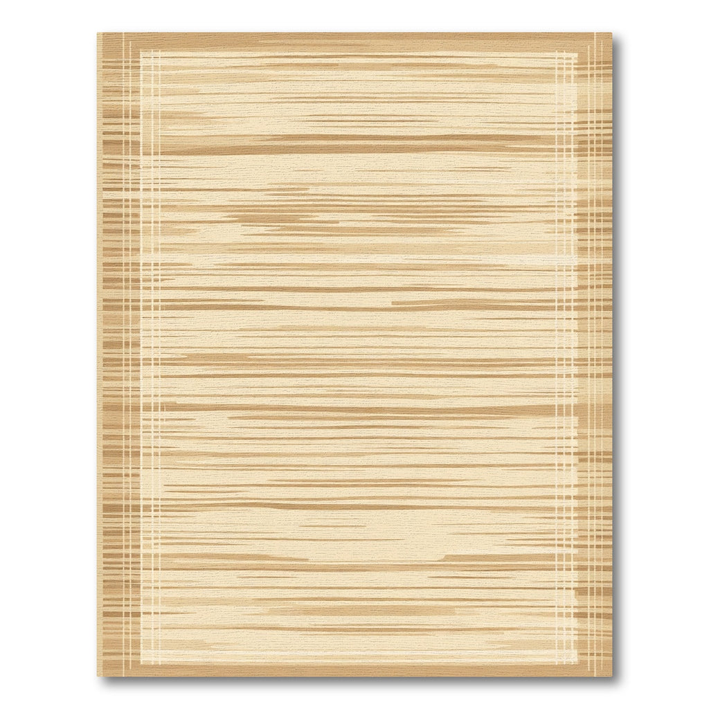 Warm Beige Horizontal Texture Border Rug