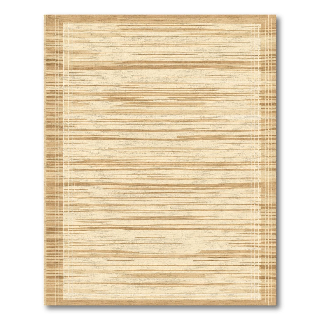 Warm Beige Horizontal Texture Border Rug