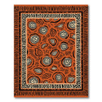 Terracotta Abstract Organic Circles Border Rug