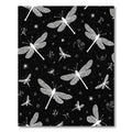 White Dragonflies on Black Field Rug